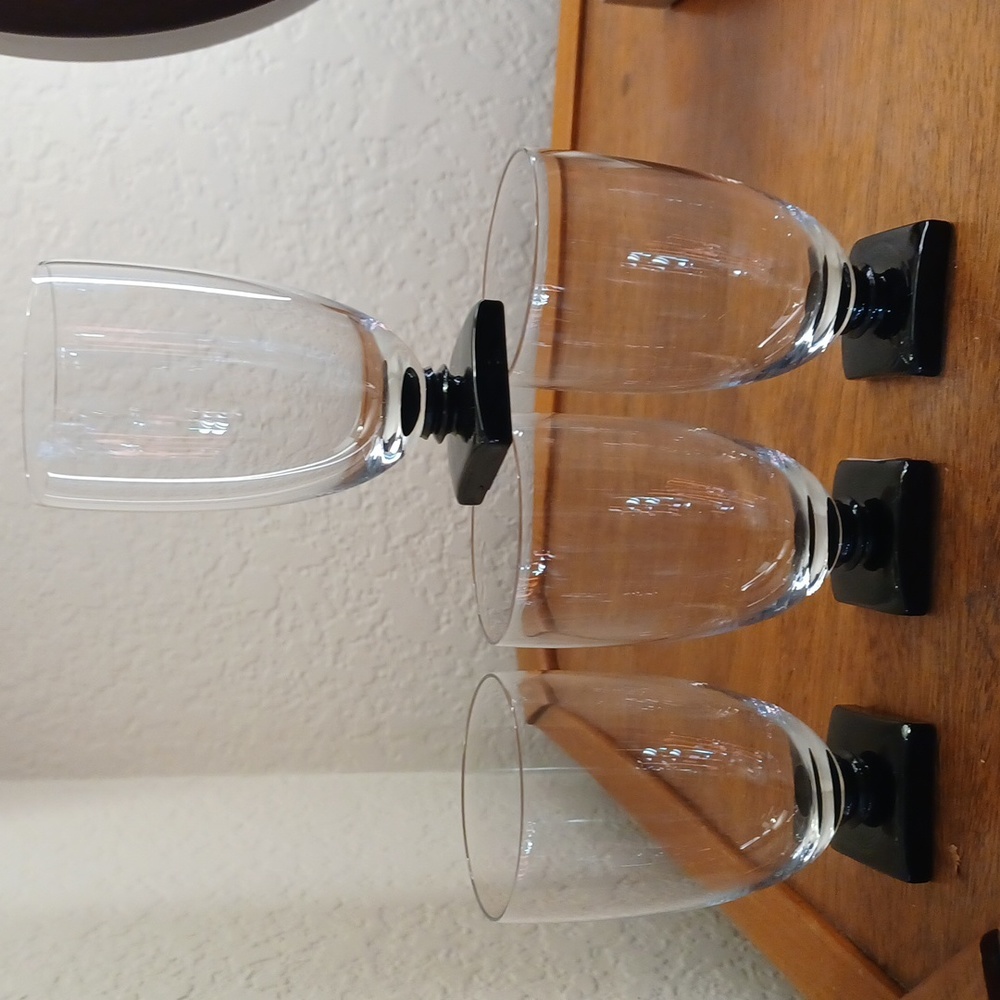 Black Footed Art Deco Cordial Glasses